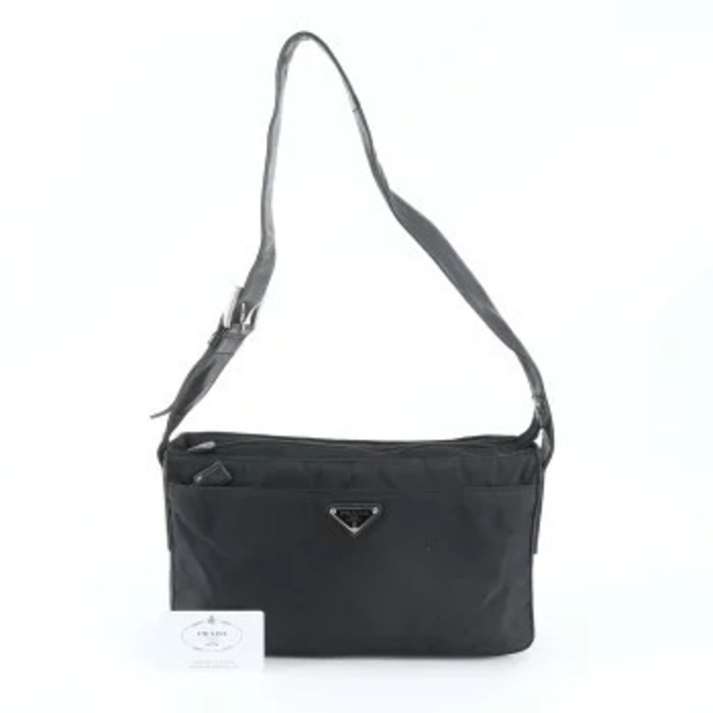 Prada Mitsukoshi Tessuto Leather Card Shoulder Bag Black